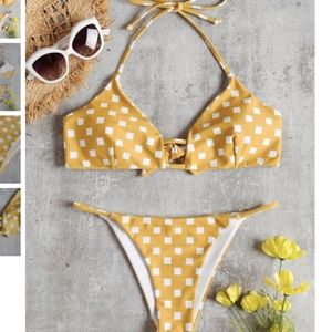 Geometric Print Halter Bikini Set